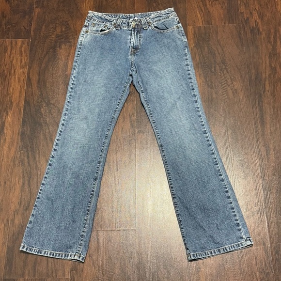 Lucky Brand Denim - Lucky Brand Dungarees Rancher Flare Wide Leg Blue Jeans Vintage Y2K 25 Short EUC